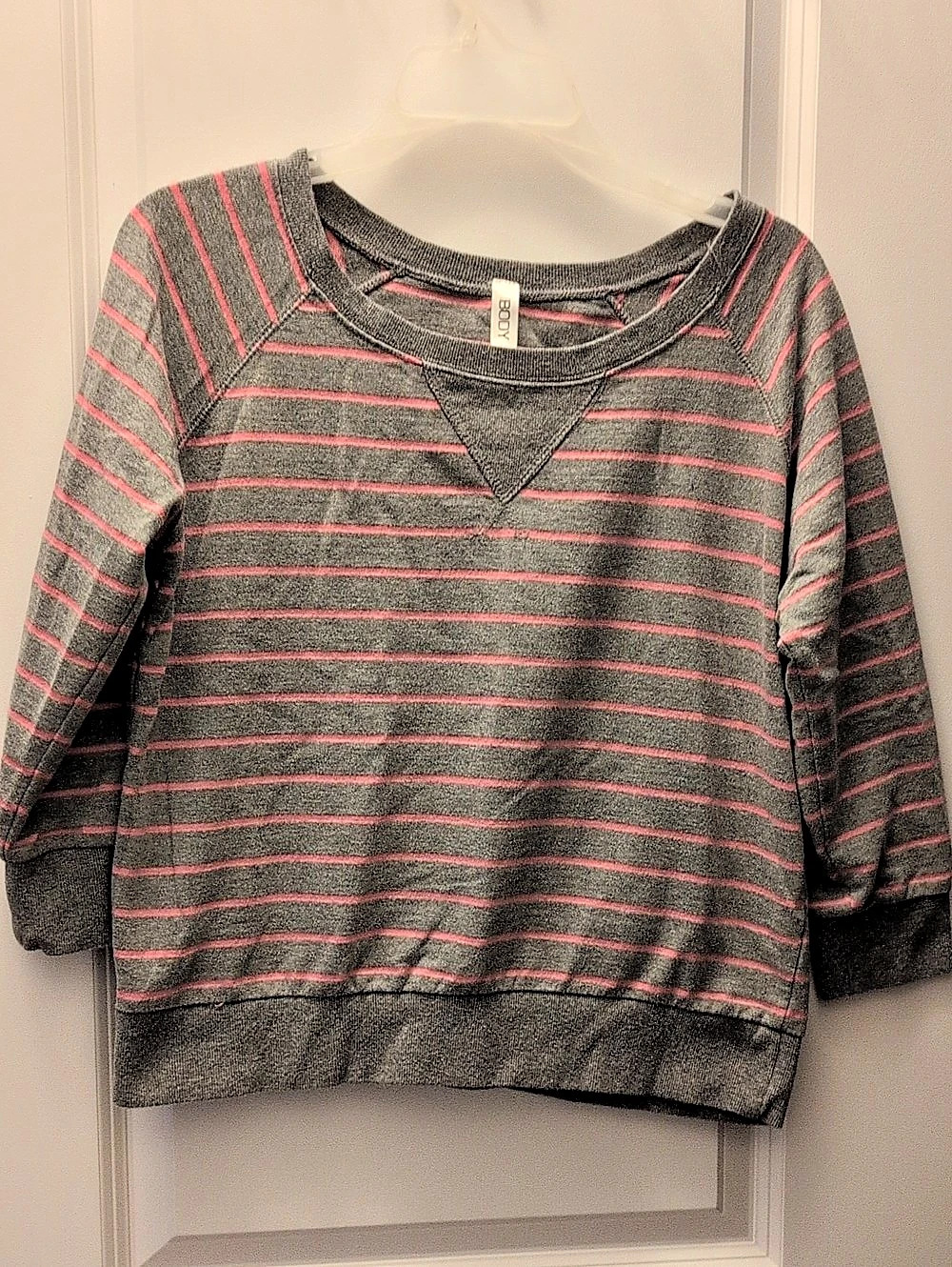 Striped Sweatshirt in Gray & Pink Size Small